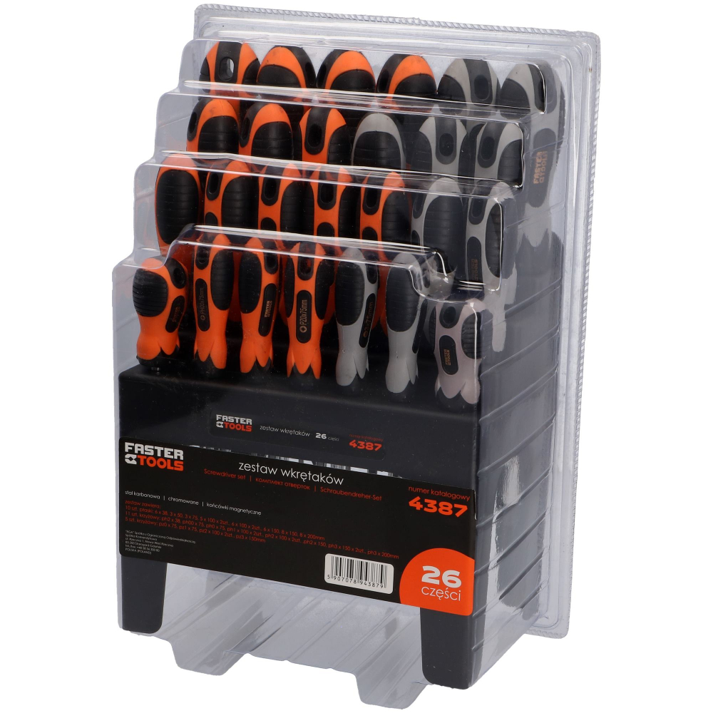 Set 26 surubelnite cruce, drepte si PZ cu suport vertical Faster Tools [2]
