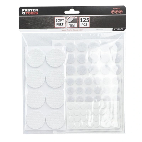 Set 125 pise protectie pentru mobila din fetru si silicon albe Faster Tools [3]