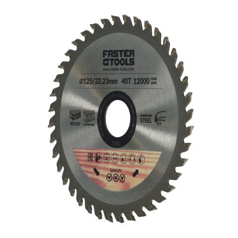 Discuri pentru taiere si slefuire - Disc pentru taiere lemn diametru 125mmx22.2 gaura 40 dinti Faster Tools