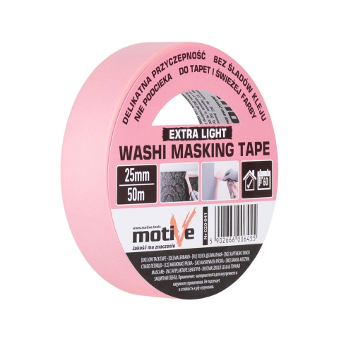 Benzi adezive, avertizare si reparatii - Banda de hartie roz 25mmx50m Motive