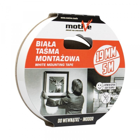 Benzi dublu-adezive - Banda spuma dublu-adeziva alba interior 19mmx5m Motive