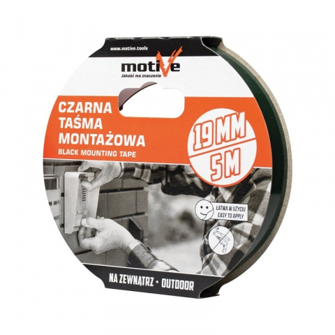 Benzi dublu-adezive - Banda spuma dublu-adeziva neagra interior-exterior 19mmx5m Motive