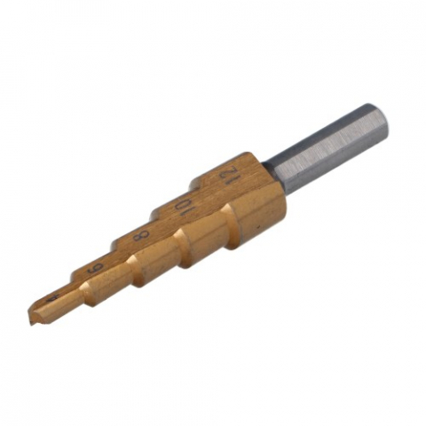 Burghie pentru metal in trepte - conice - Burghiu in trepte pentru metal HSS Titanizat 4-12mm Faster Tools
