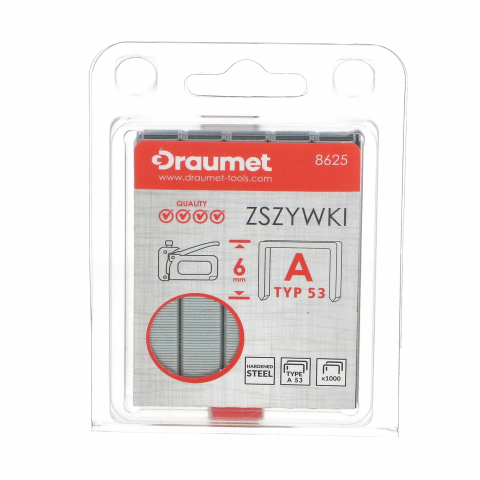 Capsatoare si capse pentru tapiterie - Capse pentru tapiterie 6mm tip A53 profesionale 1000buc/set Draumet