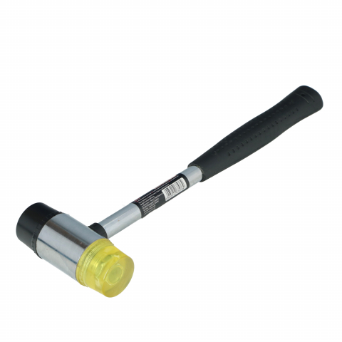 Ciocane cauciucate - Ciocan cauciuc galben-negru cu maner metalic 370gr Faster Tools