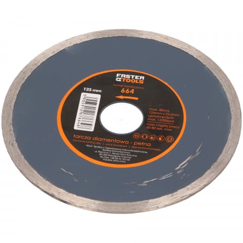 Taiere umeda si uscata - Disc continuu pentru ceramica 125x22.2mm Faster Tools