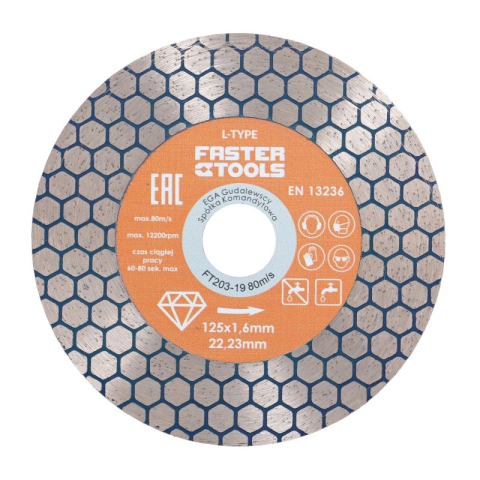 Disc diamantat fagure pentru taiere ceramica dura, gresie portelanata, piatra naturala 125x1.6mm Faster Tools L-Type [2]