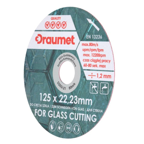 Taiere umeda si uscata - Disc diamantat pentru taiere sticla 125x1.2mm Draumet