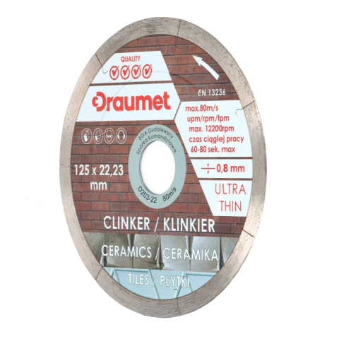 Taiere umeda si uscata - Disc diamantat Ultra-Subtire pentru ceramica portelanata 125x0.8mm