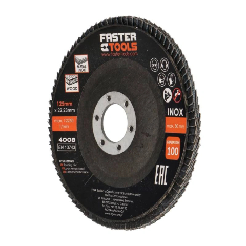 Discuri lamelare cu smirghel - Disc lamelar INOX 125mm P100 Faster Tools