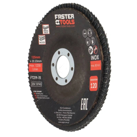 Discuri lamelare cu smirghel - Disc lamelar INOX 125mm P120 Faster Tools