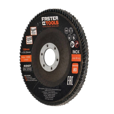 Discuri lamelare cu smirghel - Disc lamelar INOX 125mm P80 Faster Tools