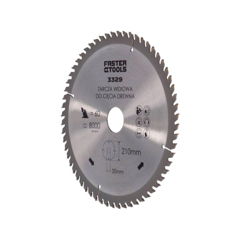 Discuri pentru ferastrau circular - Disc pentru ferastrau circular diametru 210x30mm gaura 60 dinti Faster Tools