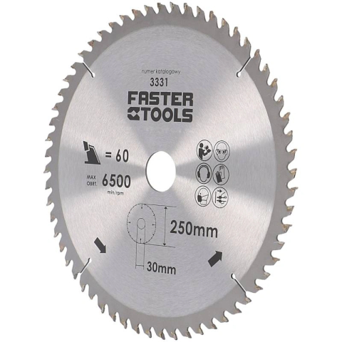 Discuri pentru taiere si slefuire - Disc pentru ferastrau circular diametru 250x30mm gaura 60 dinti Faster Tools
