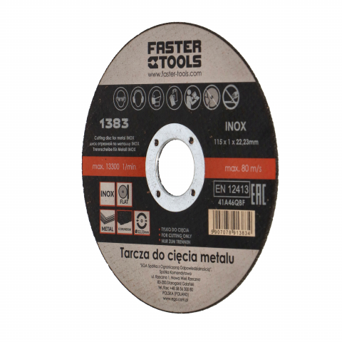 Discuri pentru taiere si slefuire - Disc pentru taiere inox si metal 115x1mm Faster Tools