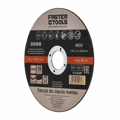 Discuri pentru taiere si slefuire - Disc pentru taiere inox si metal 125x1.6mm Faster Tools