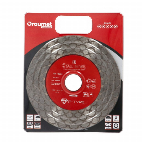 Disc profesional fagure pentru taiere ceramica dura, gresie portelanata, piatra naturala 125x1.6mm Draumet [2]