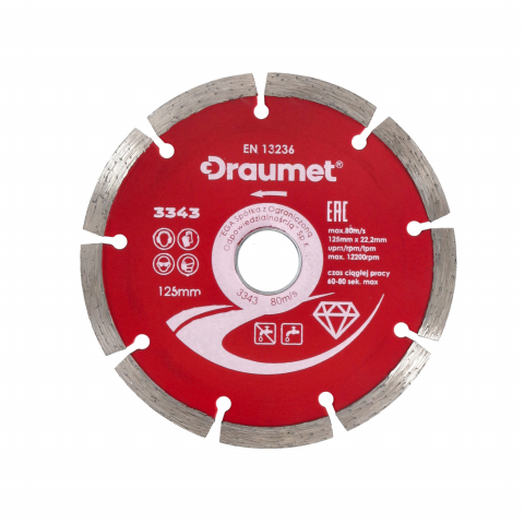 Taiere umeda si uscata - Disc profesional segmentat pentru taiere beton 115x22.2mm Draumet