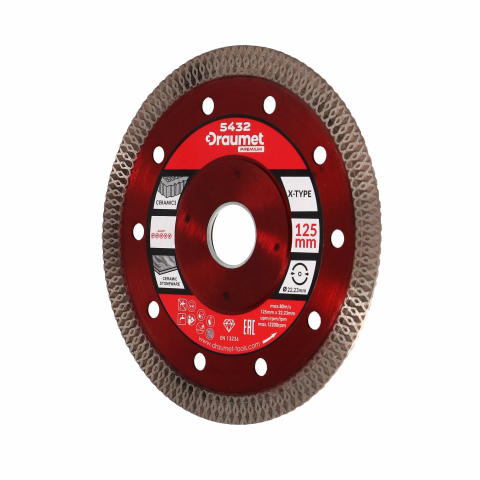 Discuri pentru taiere si slefuire - Disc profesional subtire turbo pentru taiere ceramica dura, gresie portelanata 125x1.2mm Draumet