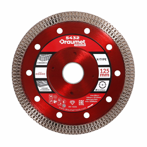 Disc profesional subtire turbo pentru taiere ceramica dura, gresie portelanata 125x1.2mm Draumet [1]