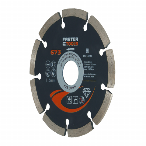 Taiere umeda si uscata - Disc segmentat pentru taiere beton 125x22.2mm Faster Tools