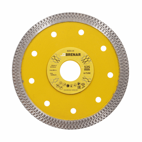 Disc subtire turbo pentru taiere ceramica dura, gresie portelanata 125x1.2mm Brenar [1]
