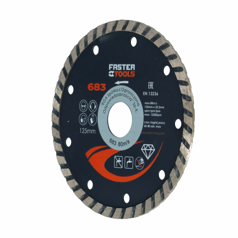Taiere umeda si uscata - Disc turbo taiere beton si ceramica 125x22.2mm Faster Tools
