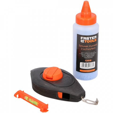 Instrumente pentru scris si trasat - Dispozitiv de trasat linii cu fir, oxid si nivela cu bula 15m Faster Tools