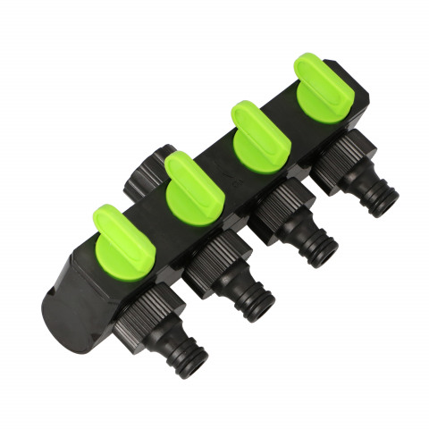 Conectori, cuple, nipluri 1/2 - 3/4 - Distribuitor cu 4 cai si robineti ¾ Forester