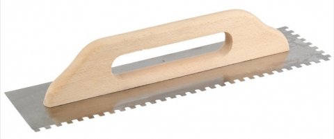 Gletiere din inox - Gletiera inox tip Elvetiana maner lemn cu dinti de 10mm  Inter-S 13x48cm