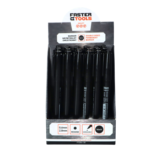 Marker permanent subtire negru cu 2 varfuri Faster Tools [4]