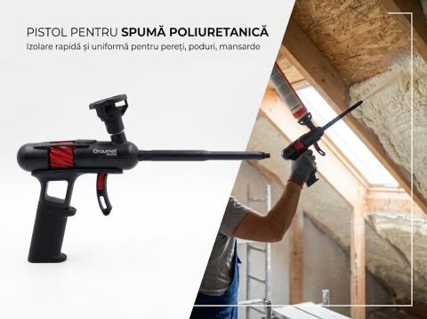 Pistoale de spuma si silicon - Pistol profesional pentru spuma cu duza reglabila pentru izolatii termice Draumet