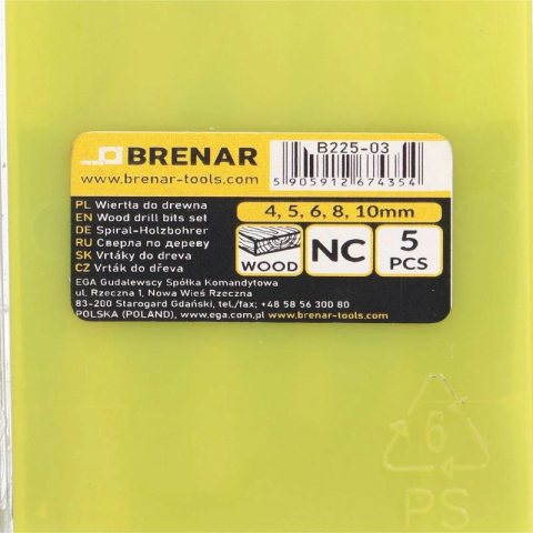 Set 5 burghie pentru lemn 4, 5, 6, 8, 10mm Brenar [6]