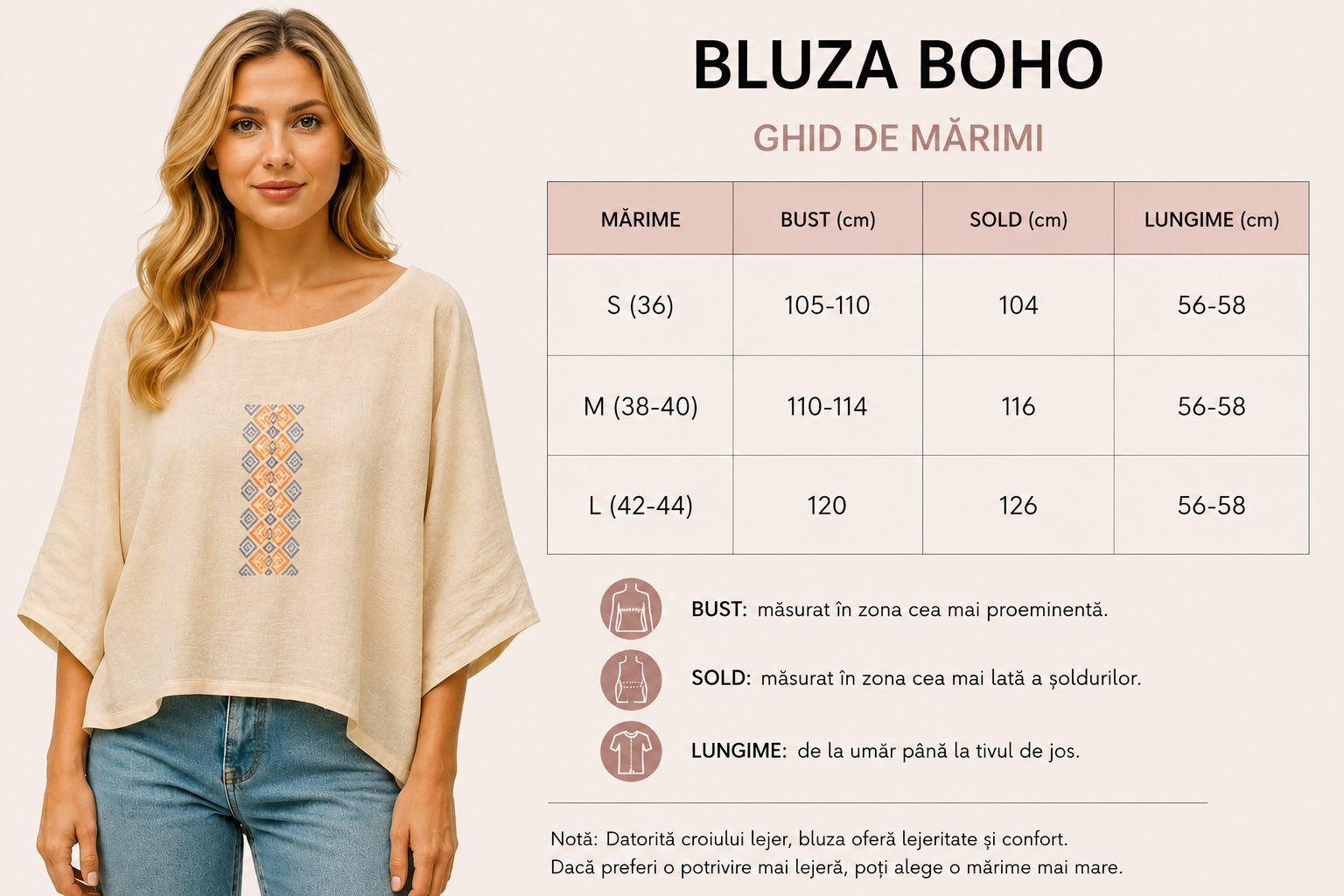 Ghid marimi bluza boho