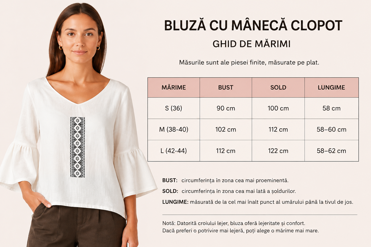 Ghid marimi bluza bloom
