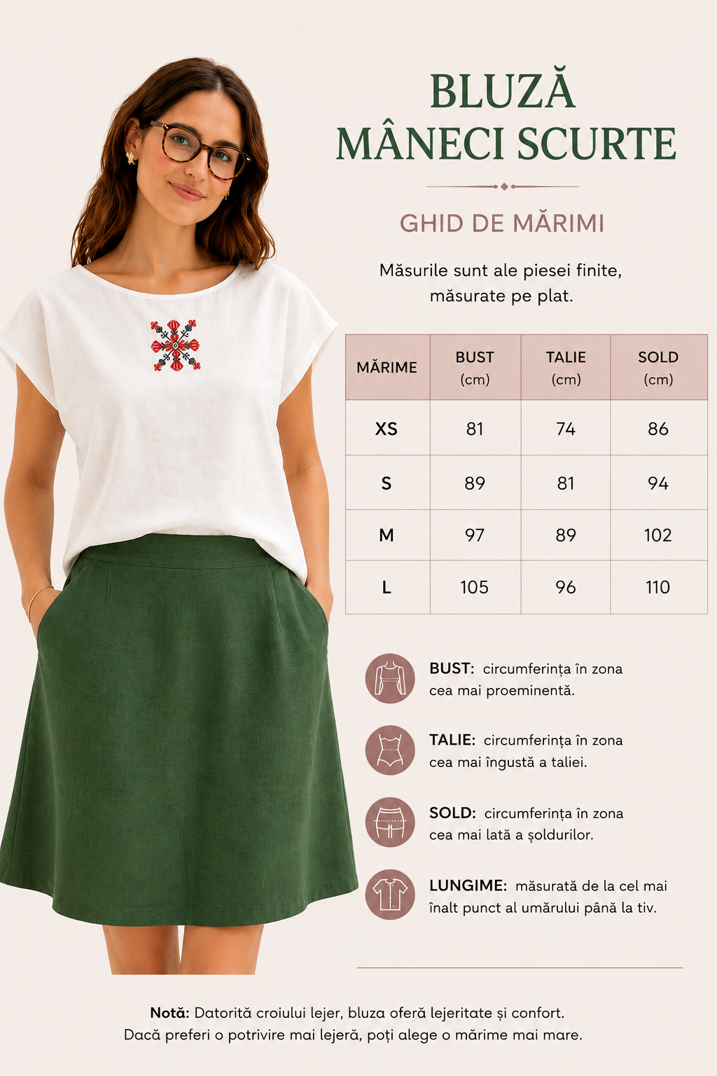 Ghid marimi bluza mâneci scurte 