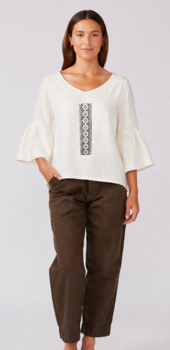 Bluză bumbac 100% cu broderie etno - lejeritate și simplitate [4]