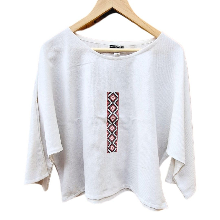 Bluză bumbac 100% cu broderie etno - lejeritate și simplitate [2]