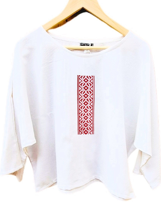 Bluză bumbac 100% cu broderie etno - lejeritate și simplitate [2]
