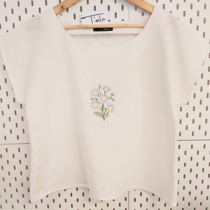 Bluză din bumbac cu broderie florală – Daisy [2]