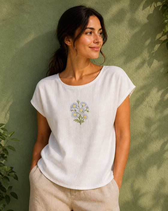 Bluză din bumbac cu broderie florală – Daisy, S [5]