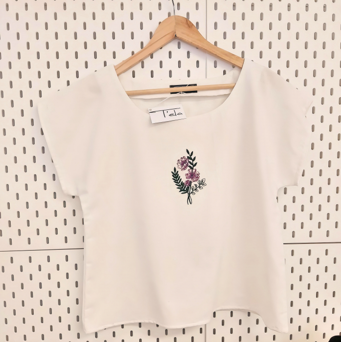 Bluză din bumbac cu broderie florală – Iris [3]