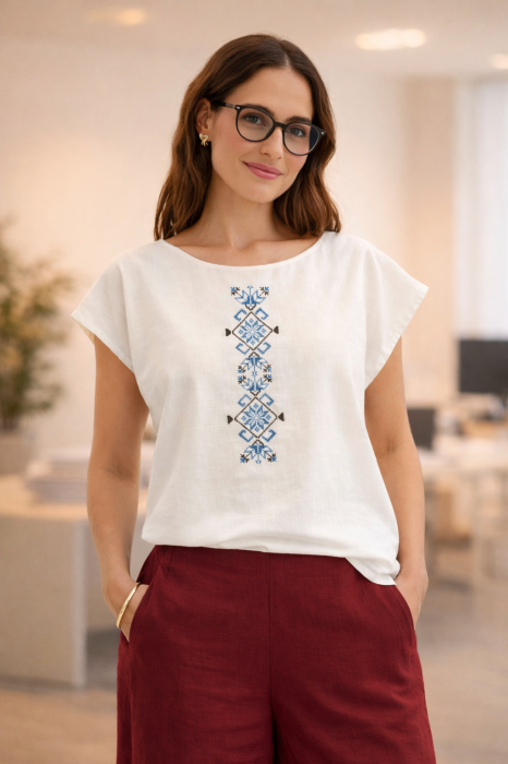 Bluză bumbac 100% cu broderie etno - lejeritate și simplitate [5]