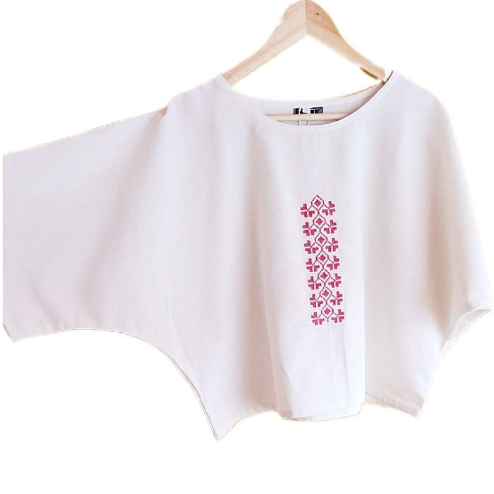 Bluză bumbac 100% cu broderie etno - lejeritate și simplitate [2]