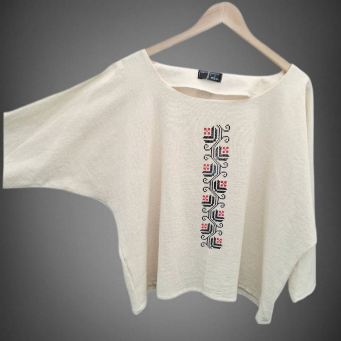 Bluză bumbac 100% cu broderie etno - lejeritate și simplitate [4]