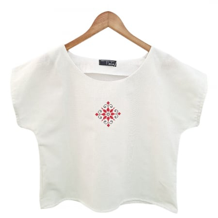 Bluză bumbac 100% cu broderie etno - lejeritate și simplitate [2]