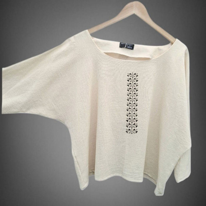 Bluză bumbac 100% cu broderie etno - lejeritate și simplitate [3]