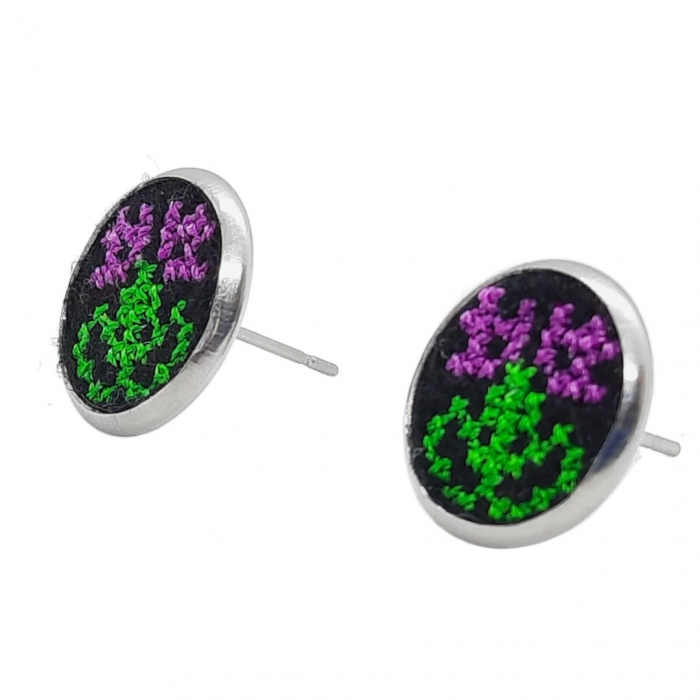 Cercei din inox cu broderie [3]