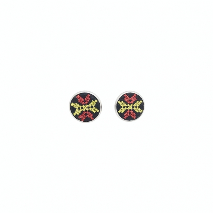 Cercei inox tip surub cu broderie geometrica, diametru 10 mm [1]