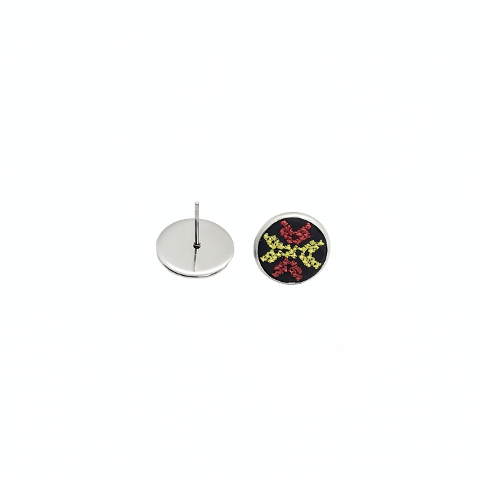 Cercei inox tip surub cu broderie geometrica, diametru 10 mm [3]